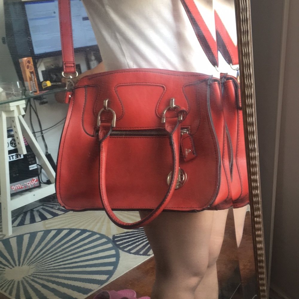 Vintage London Fog Red color Leather Totes Bag